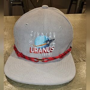 Gray Cap with Red Rope and Uranus Embroidery